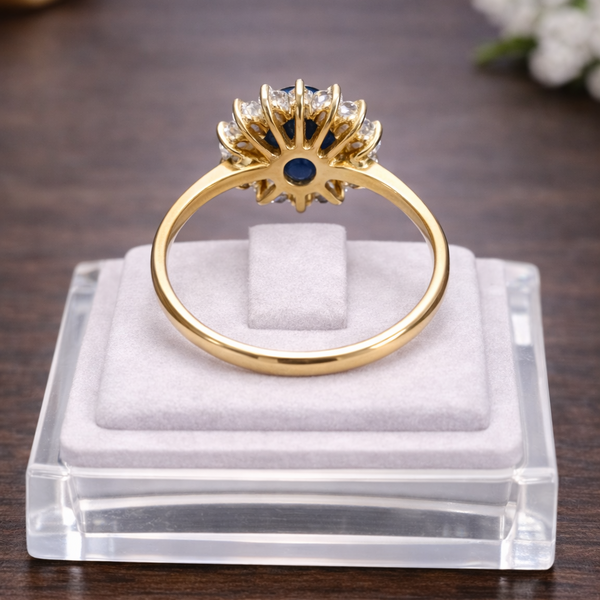 Bague Marguerite en Or Jaune 18K - Taille 56 - 3.46G