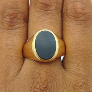Chevalière en Or Jaune avec Onyx 18K