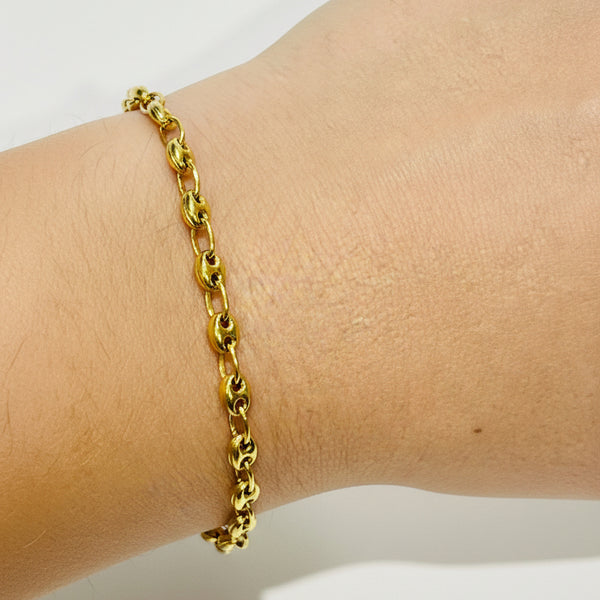 Bracelet en Or Jaune Maille Grain Café 18k - 5.35 G