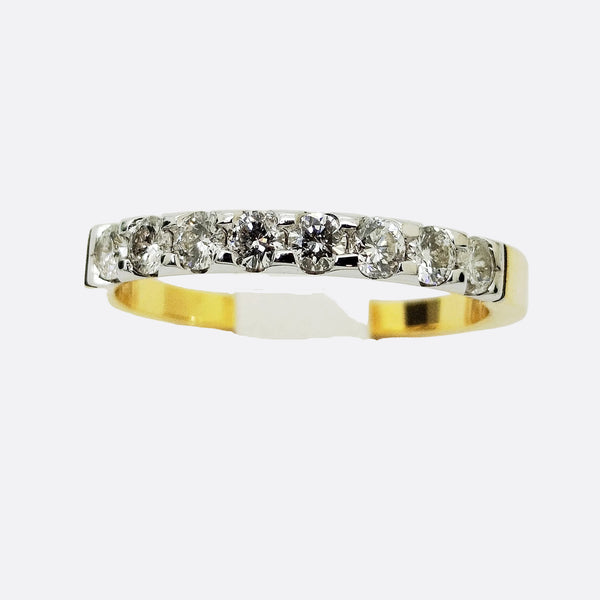 Bague Demi Tour en Or jaune et blanc 18K - Taille 54 - 2.8g