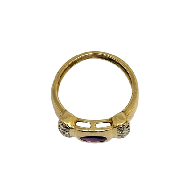 Bague Tank en Or Jaune avec Rubis & Diamants 18K