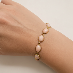 Bracelet Gourmette en Or Jaune avec Cabochons 18k