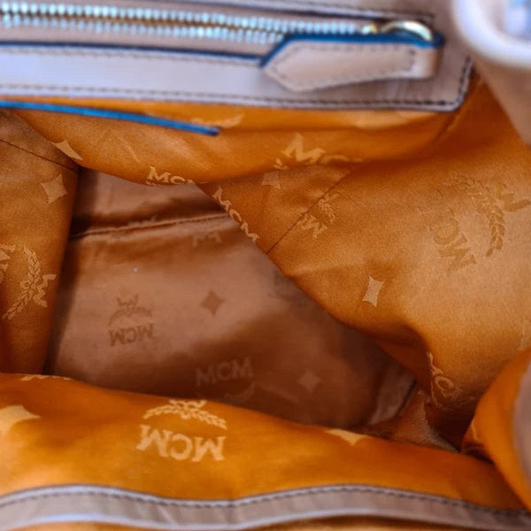 Sac à dos MCM Heritage Drawstring en cuir beige