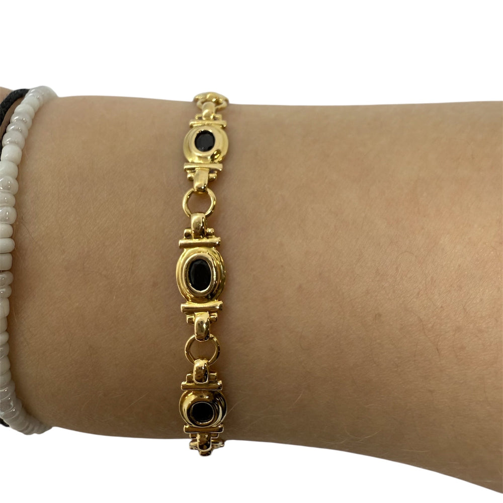 Bracelet Fantaisie en Or Jaune avec Saphirs - 18 Cm