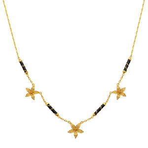 Collier Princesse Fleur en Or Jaune 18k avec Corail