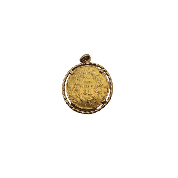 Pendentif Porte Pièce Or Jaune Napoléon III 22 K  - 4.47 Grs