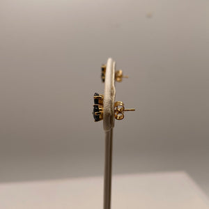 Boucles d'oreilles en Or jaune 18K diamant et saphirs - 1.45G