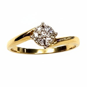 Jolie Bague Or Jaune et Blanc 18K avec Diamants - T54 - 1.90gr