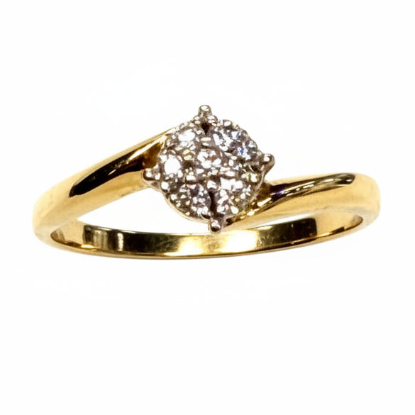 Jolie Bague Or Jaune et Blanc 18K avec Diamants - T54 - 1.90gr
