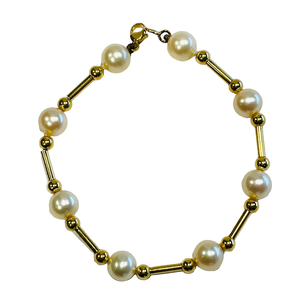 Bracelet Maillon Perles en Or Jaune 18K - 6.96 G