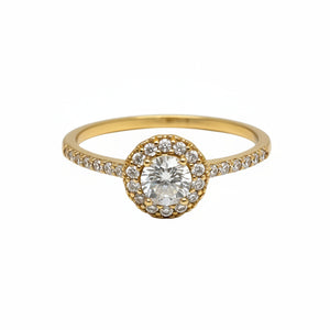 Solitaire en Or Jaune 18k et Oxyde de Zirconium