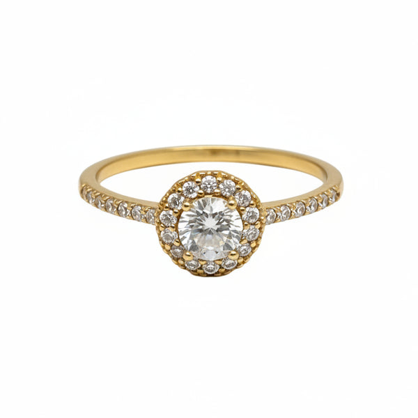 Solitaire en Or Jaune 18k et Oxyde de Zirconium