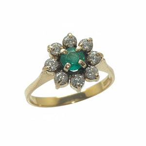 Jolie Bague Marguerite Émeraude Oxydes