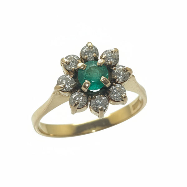 Jolie Bague Marguerite Émeraude Oxydes