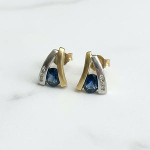 Boucles d'Oreilles Or Jaune et Or Blanc 18 K