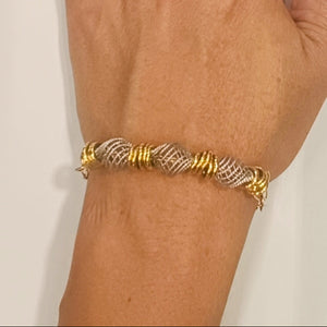 Bracelet Maillon en Or Jaune et Or Gris 18 Carats