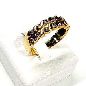 Bague en Or Jaune 18K - 14 Diamants - Taille 56