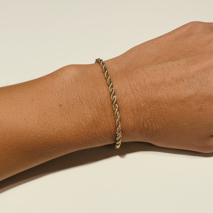 Bracelet corde en Or Jaune et blanc 18K - 4.18Grs