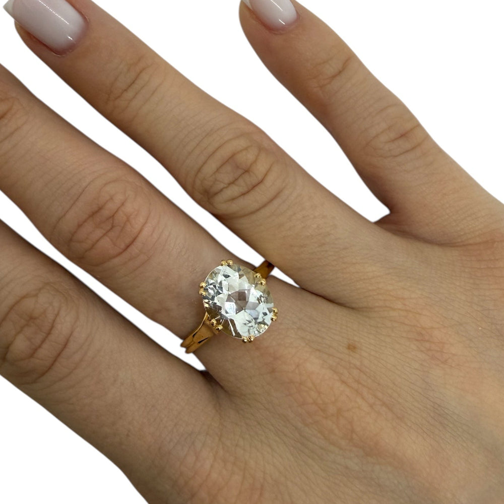 Bague Alliance Aigue Marine en Or Jaune 18K - 3.58g