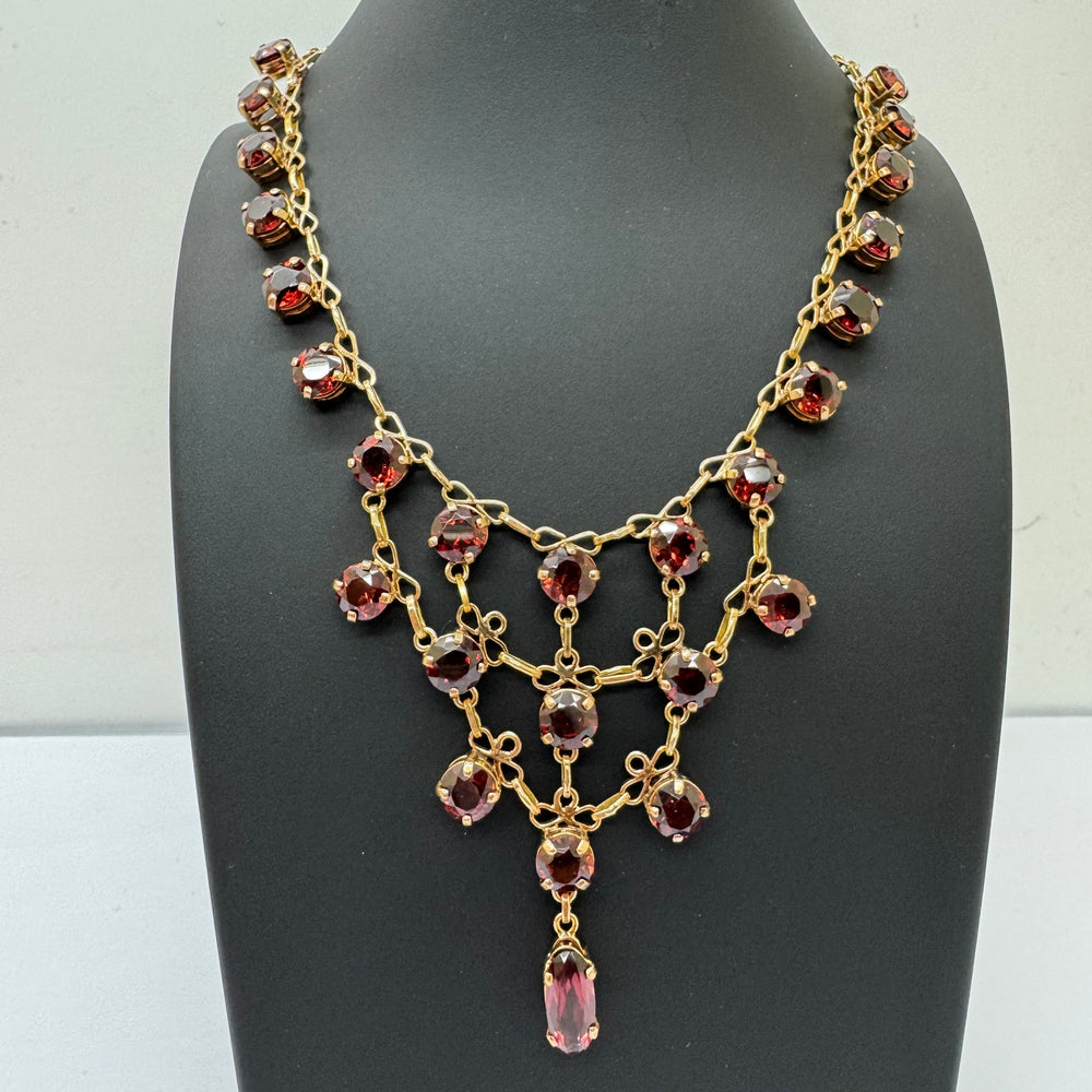 Collier Ras du Cou Or Jaune 18K et Grenats