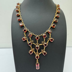 Collier Ras du Cou Or Jaune 18K et Grenats