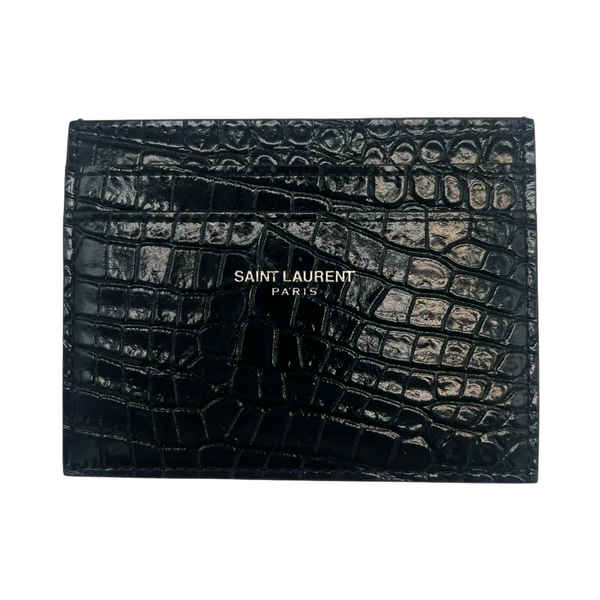 Porte-carte Saint Laurent en cuir embossé noir