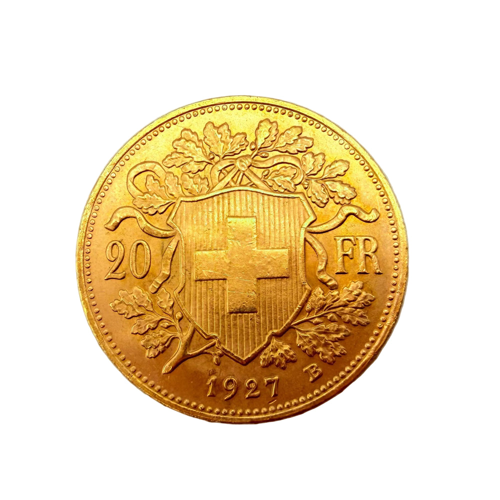 Pièce rare en or jaune de 20 Francs Suisse de 1927