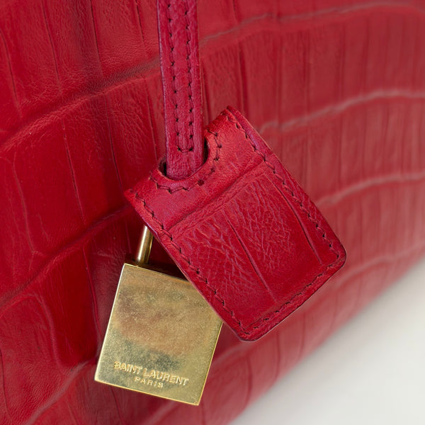 Sac à main Saint Laurent cuir de veau rouge crocodile