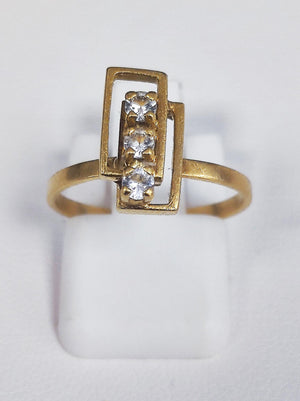 Bague géométrique en or jaune 18K Oxydes de zirconium