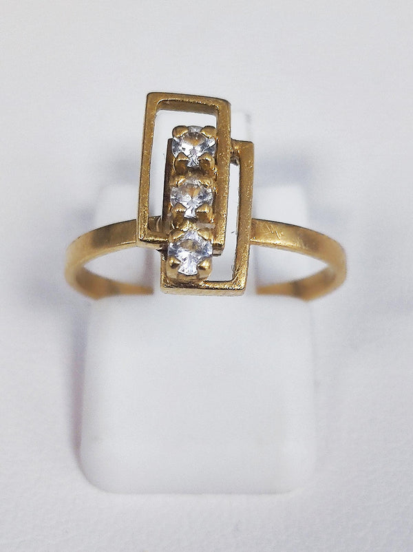 Bague géométrique en or jaune 18K Oxydes de zirconium