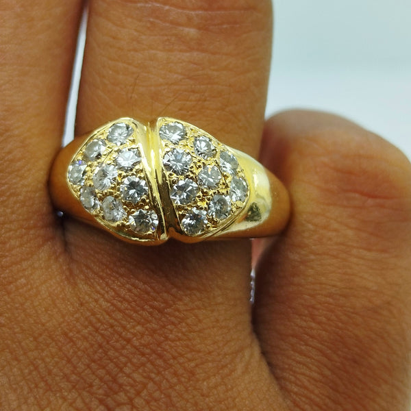Bague Or Jaune 18 Carats Diamants Empierrée