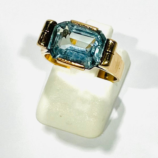Bague Aigue Marine Or Jaune 18K Taille 52