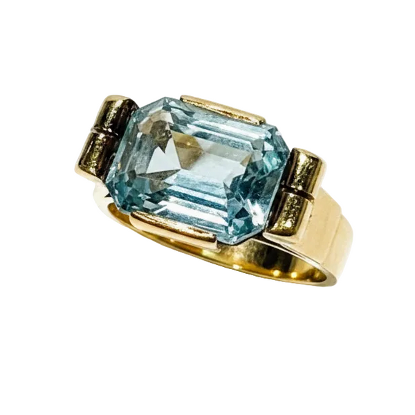 Bague Aigue Marine Or Jaune 18K Taille 52