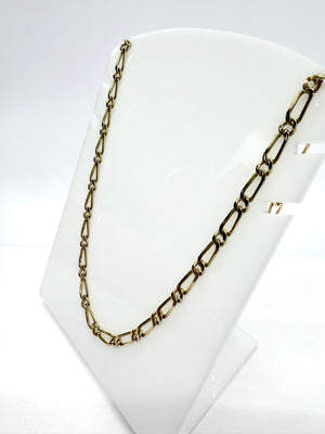 Collier Chaîne Or Jaune 18k Figaro Tête d'Aigle 52cm