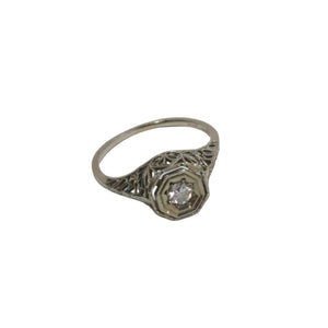 Superbe Bague Ancienne en Or Blanc 18K - 1.90 G - T 52