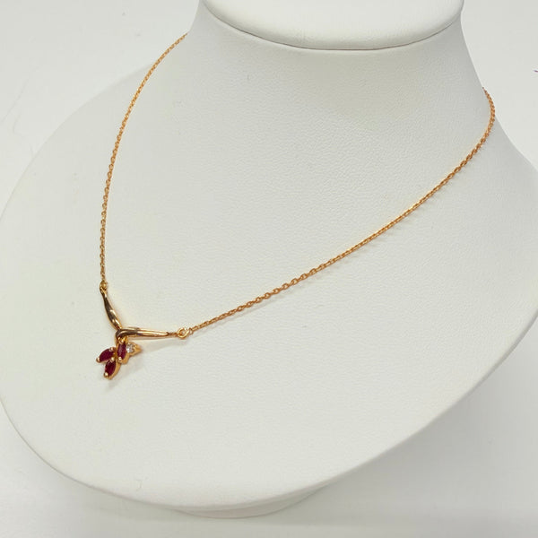 Collier Ras du Cou Or 18 carats avec Rubis et Diamants