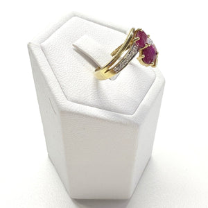 Bagues en Or Jaune et Blanc avec Diamants et Rubis - T 54