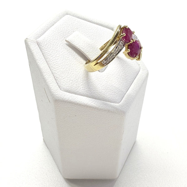 Bagues en Or Jaune et Blanc avec Diamants et Rubis - T 54