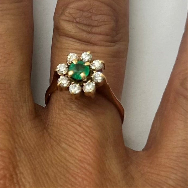 Jolie Bague Marguerite Émeraude Oxydes