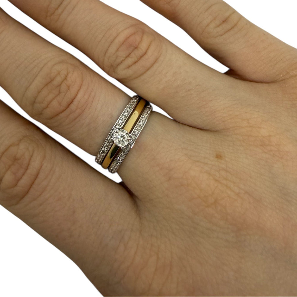 Bagues en or Jaune et Blanc avec diamants 18k - Taille 53