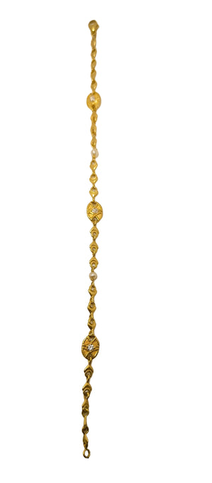 Bracelet Maillon Or Jaune avec Perles et Pierres