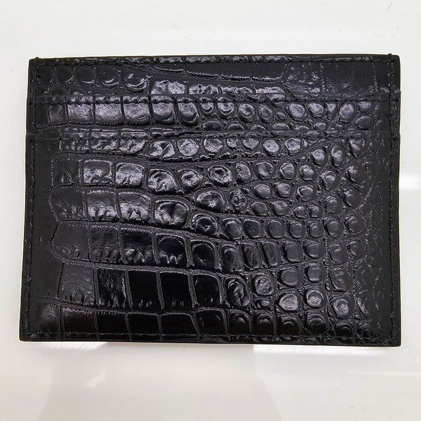 Porte Cartes Saint Laurent - Texture Effet Croco Noir