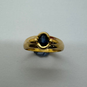 Bague en Or Jaune 18K avec Saphir T53