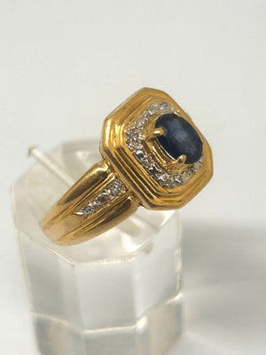 Bague en Or Jaune et Diamants/Saphir