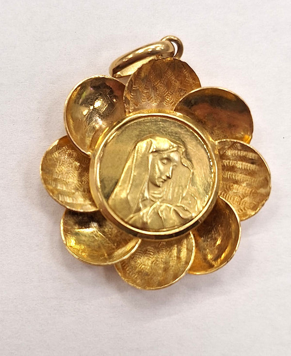 Pendentif Médaille Vierge Marie en Or Jaune 18k