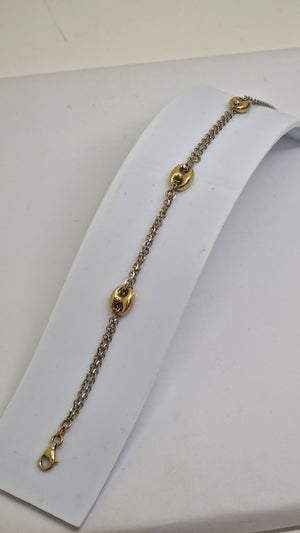 Bracelet Maillon Or Jaune et Or Gris 18K