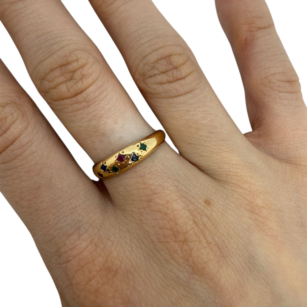 Bague Demi-Tour Empierrée en Or Jaune 18 Carats Taille 51