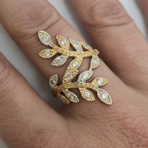 Bague en Or jaune et blanc avec oxydes de Zirconium