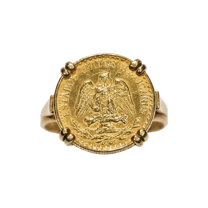 Bague en Or Jaune avec Pièce Dos Pesos 18K
