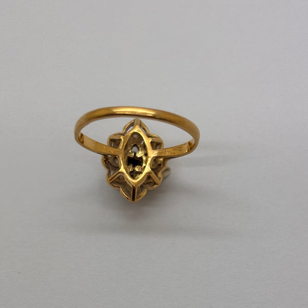 Bague Marguerite Or Jaune 18K Saphir et Zirconium 2.48 Grs - Taille 50